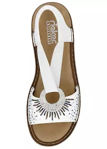 60880 Ladies White Elasticated Sandals by Rieker | Look Again