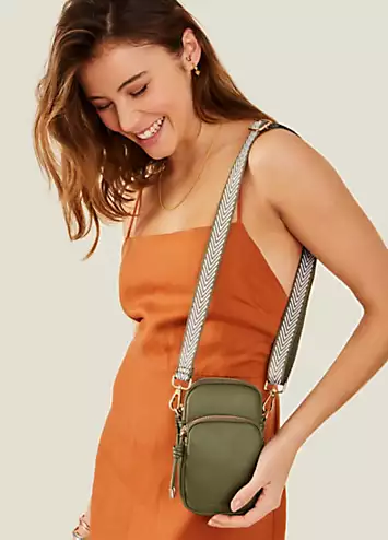 Accessorize Khaki Webbing Strap Phone Bag