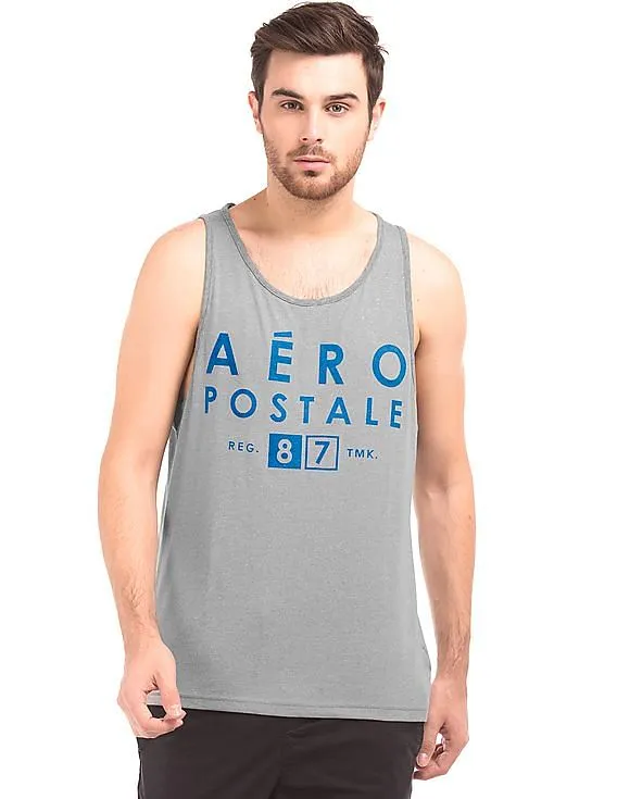 Aeropostale Heathered Logo Print Tank