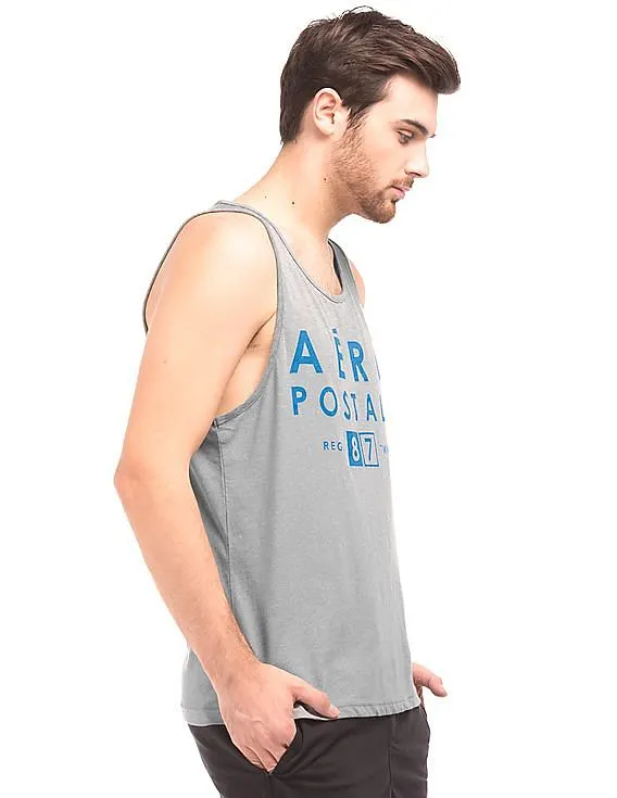 Aeropostale Heathered Logo Print Tank