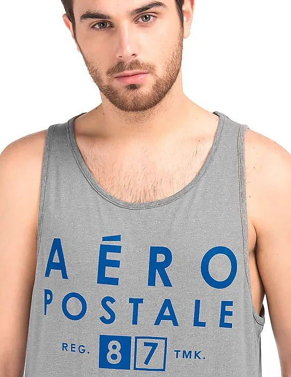 Aeropostale Heathered Logo Print Tank