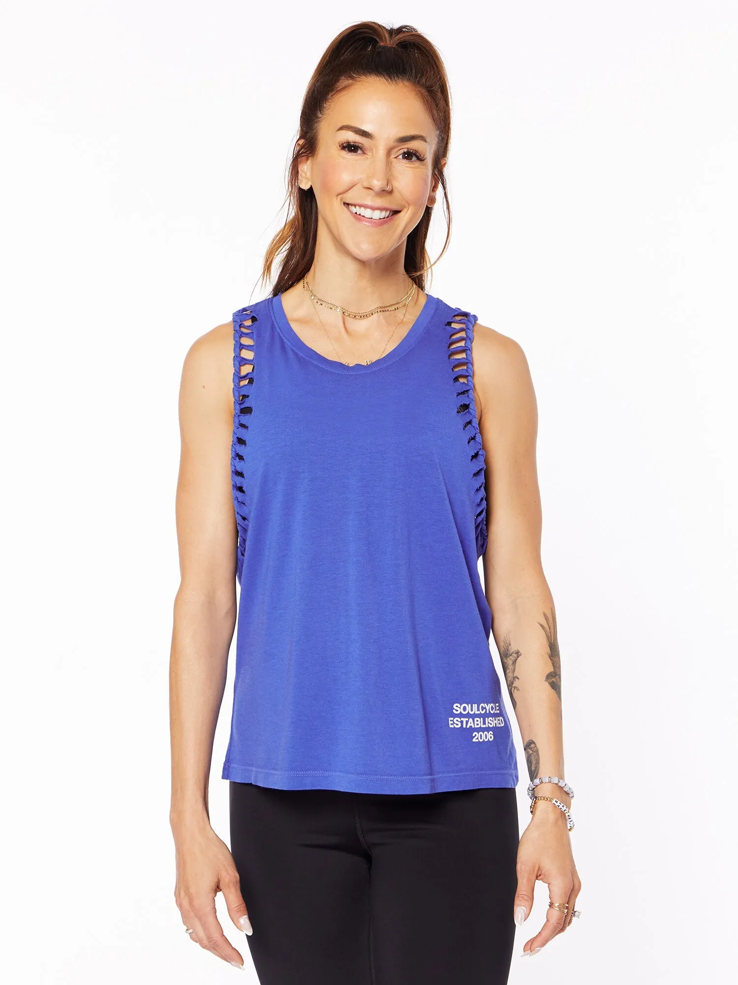 Alexa Braid Strap Tank | Blue