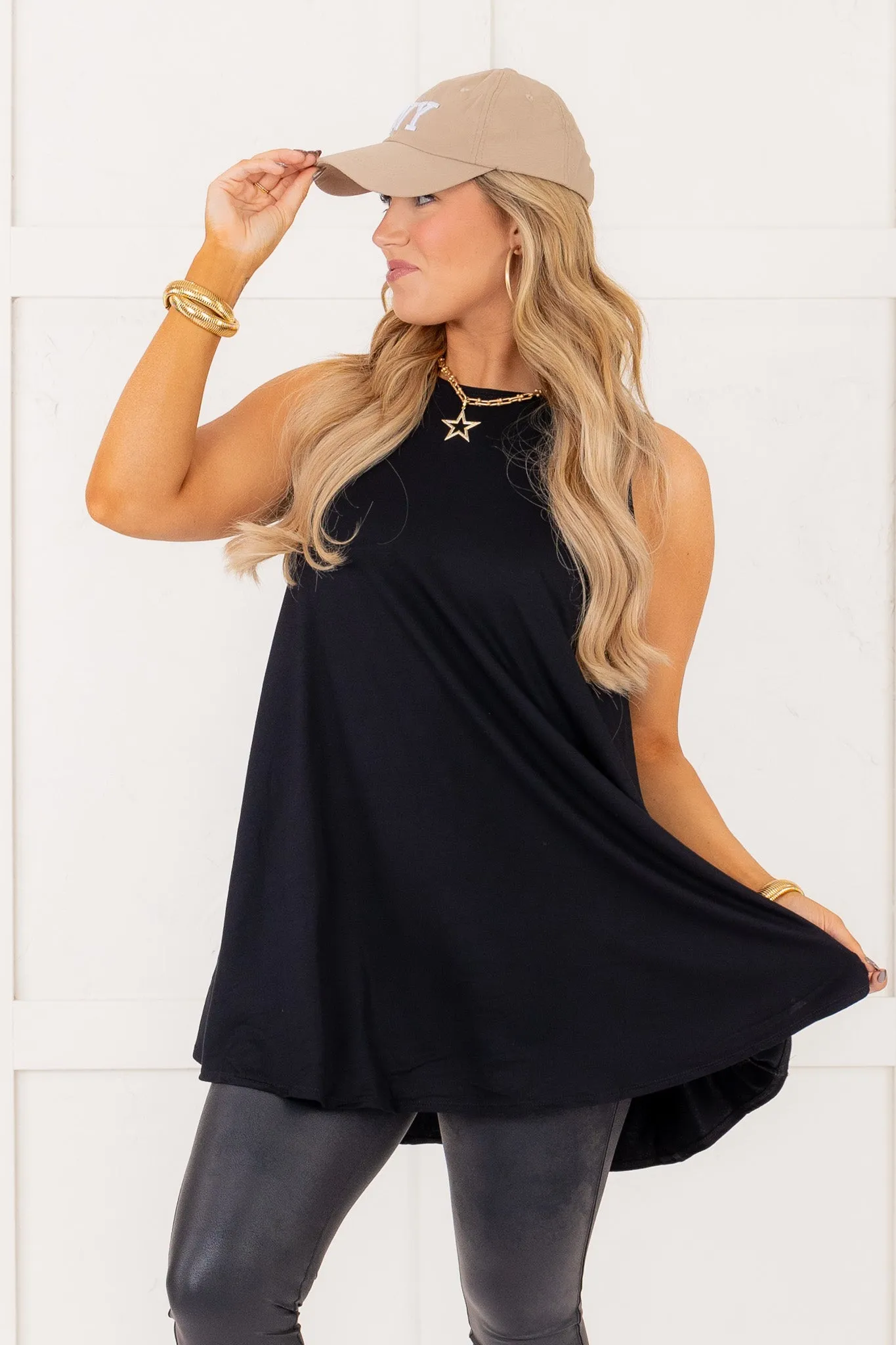 Claire Tunic Tank - Black