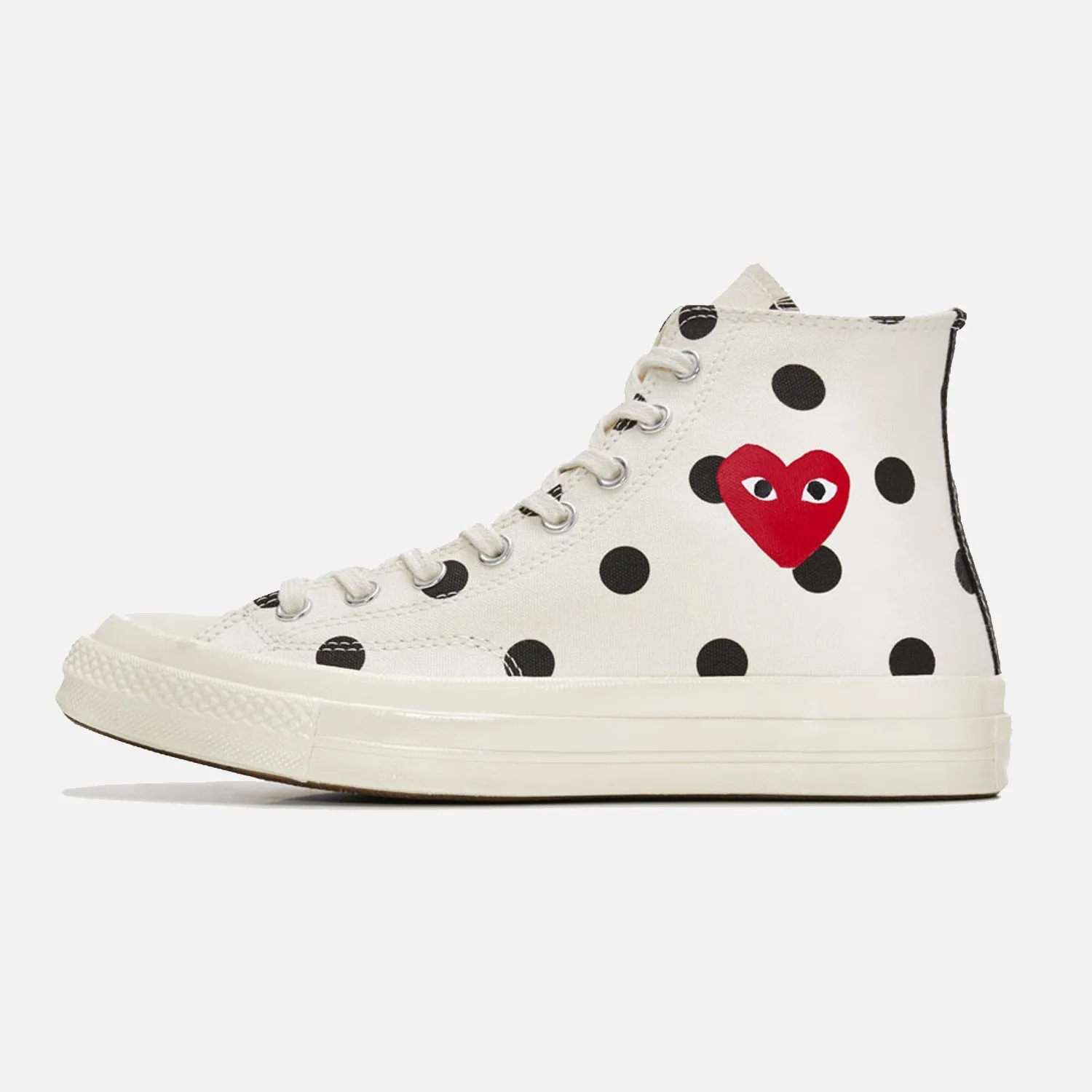 Converse x CDG Comme Des Garcons Heart Polka Dot Hi chuck 70 Milk