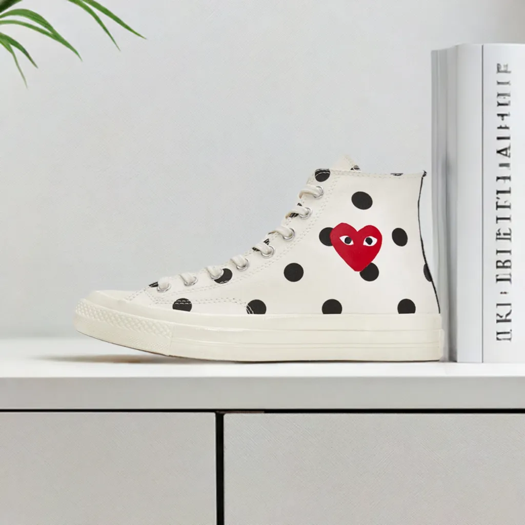 Converse x CDG Comme Des Garcons Heart Polka Dot Hi chuck 70 Milk