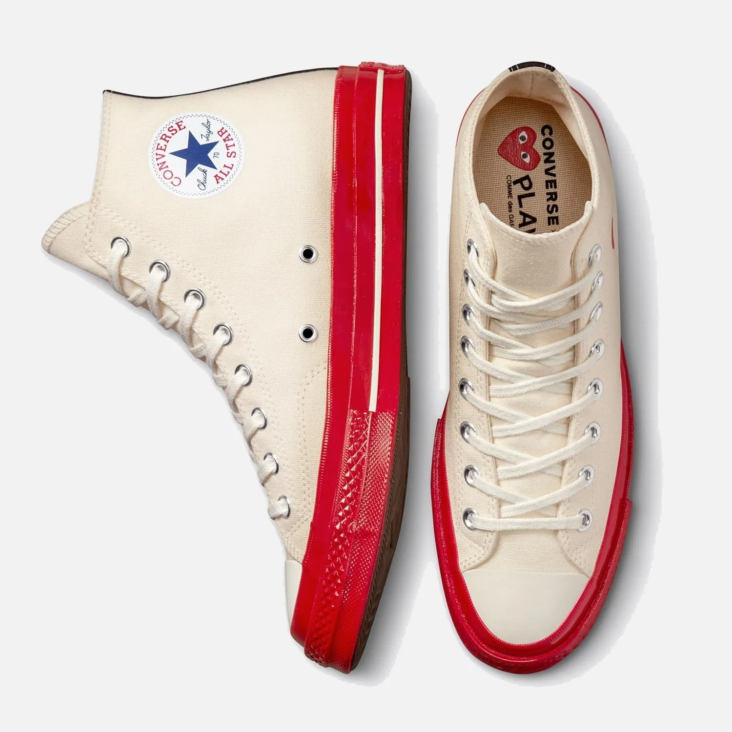 Converse x Comme Des Garcons Heart Hi Chuck 70 Cream Red - CDG