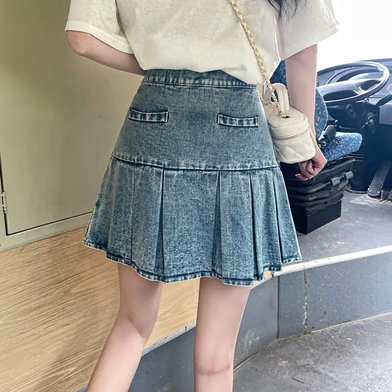 Denim short skirt women's summer ins new skirt LL-337