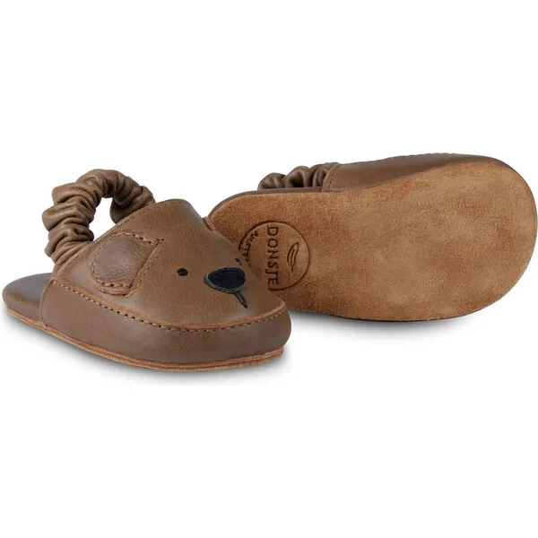 Donsje Amsterdam Vallie Bear Classic Leather Sling-Back Sandals, Cognac