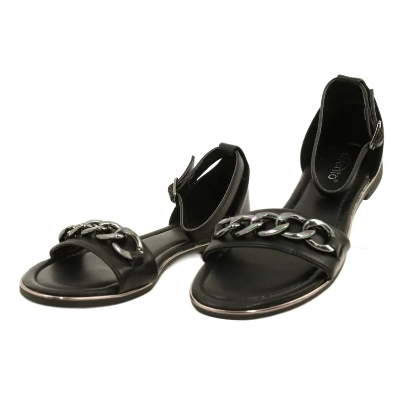 Evento Women's Sandals with Decoration 22SD35-4876 Black