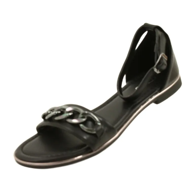 Evento Women's Sandals with Decoration 22SD35-4876 Black