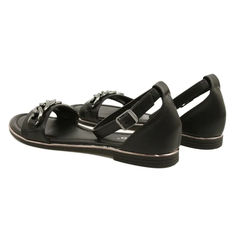 Evento Women's Sandals with Decoration 22SD35-4876 Black