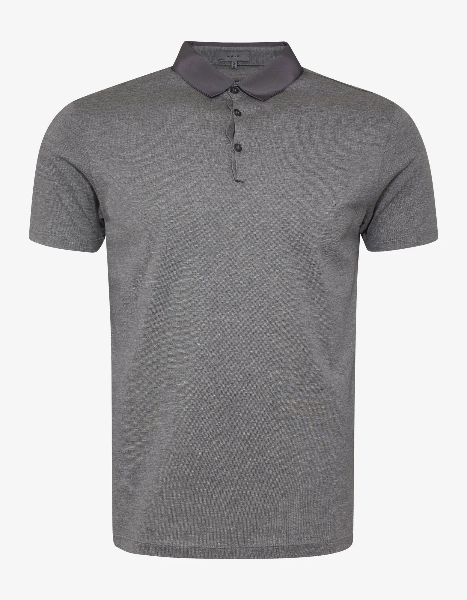 Grey Grosgrain Collar Polo T-Shirt