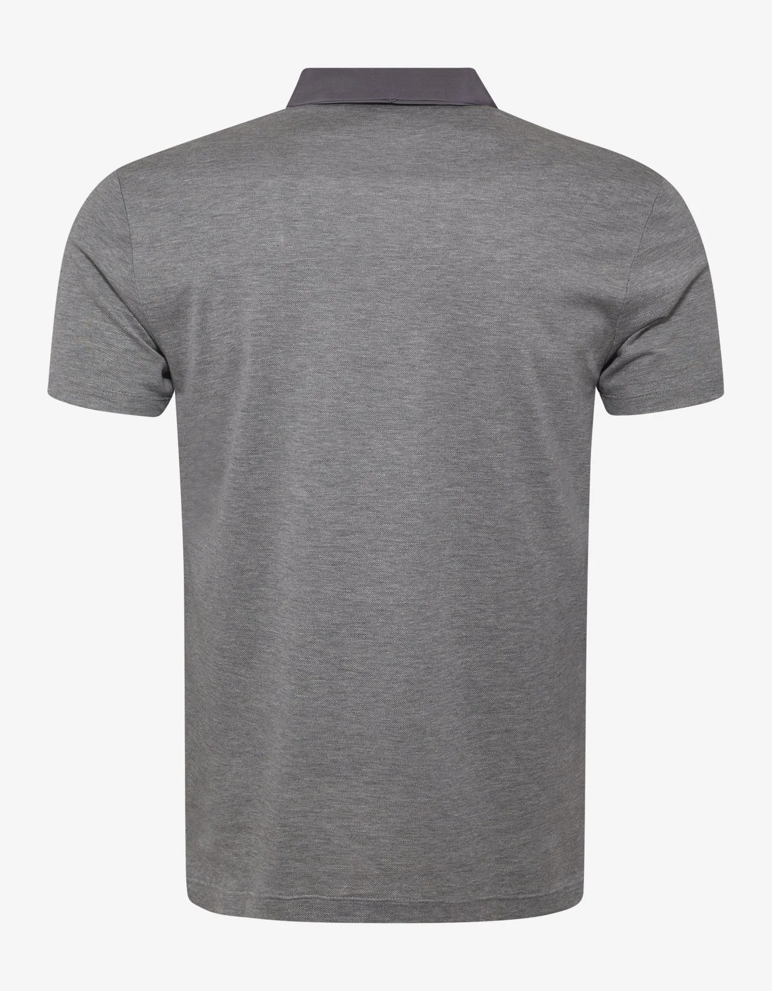 Grey Grosgrain Collar Polo T-Shirt