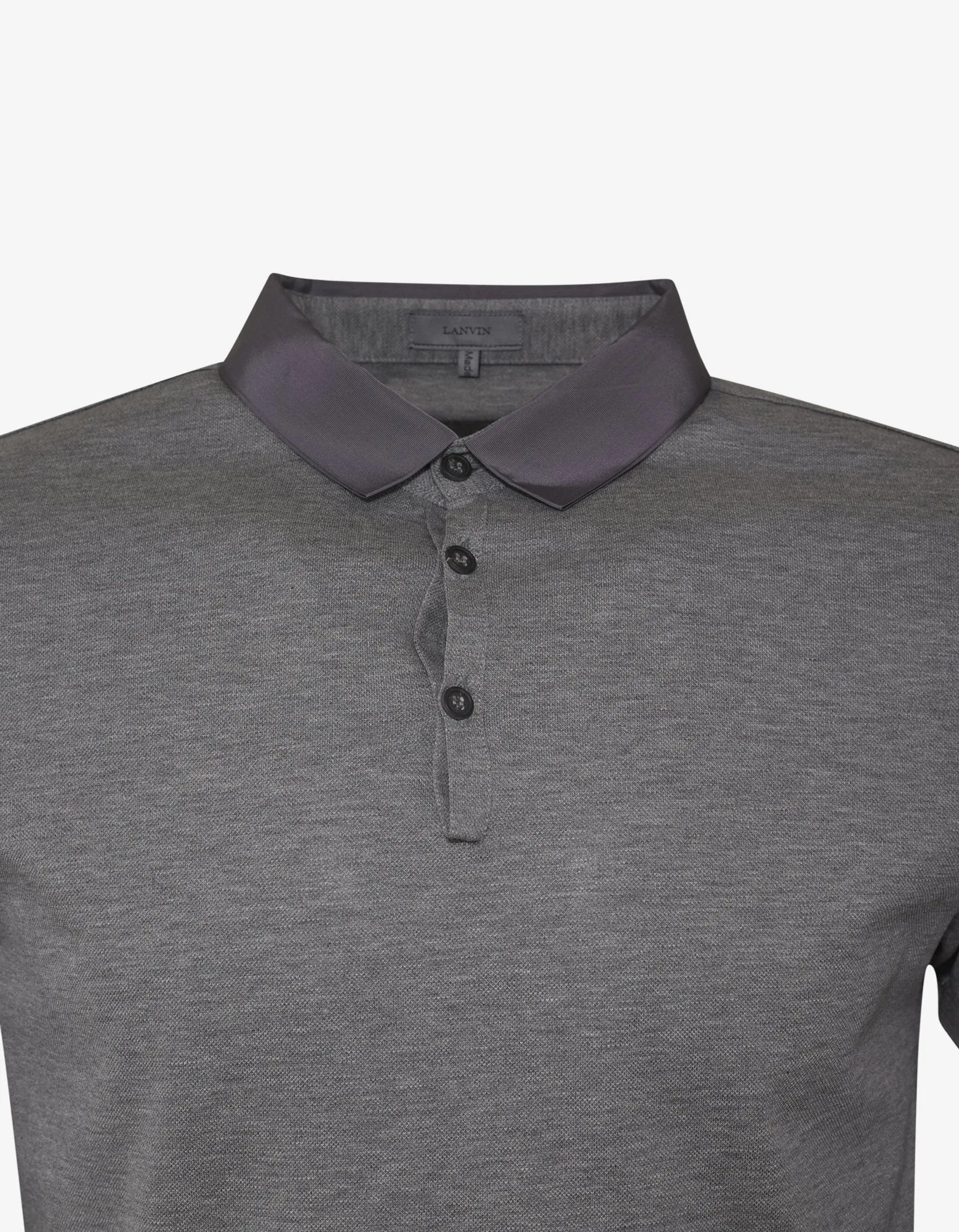 Grey Grosgrain Collar Polo T-Shirt