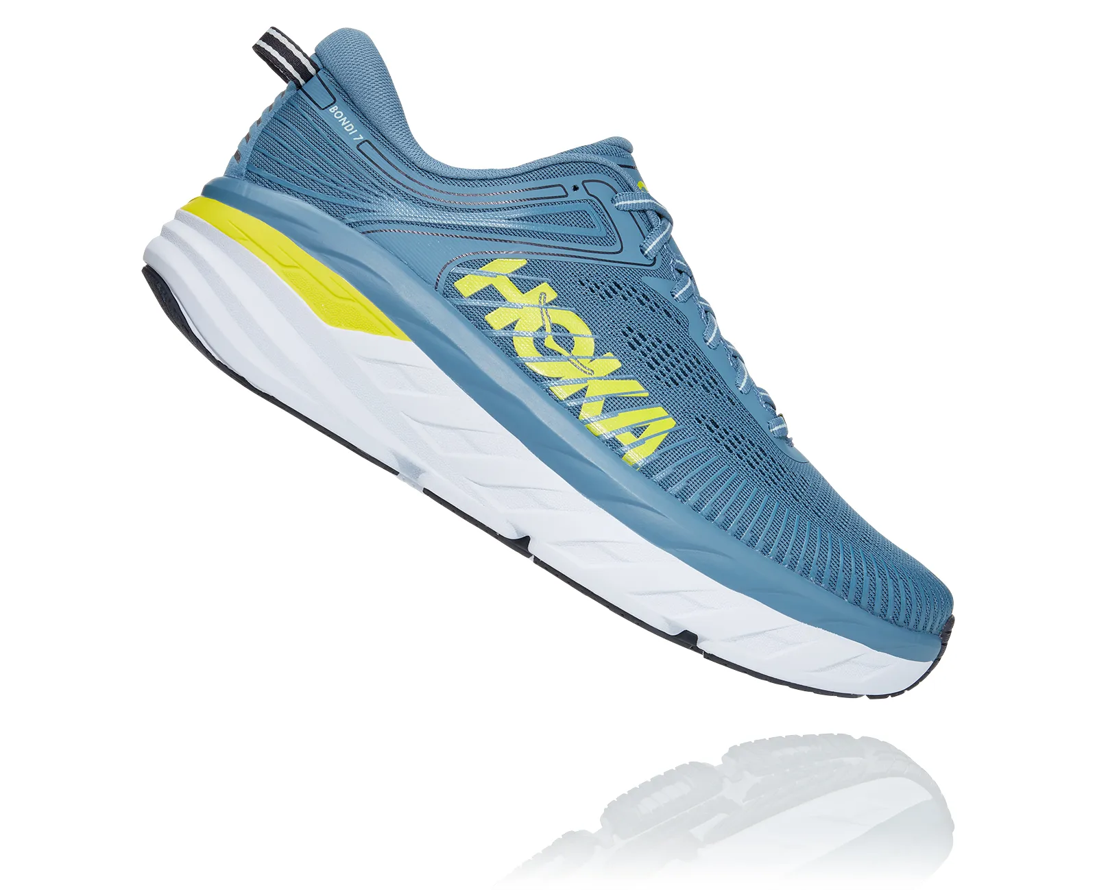 Hoka Mens Bondi 7 ** Medium Width**- Blue/Citrus