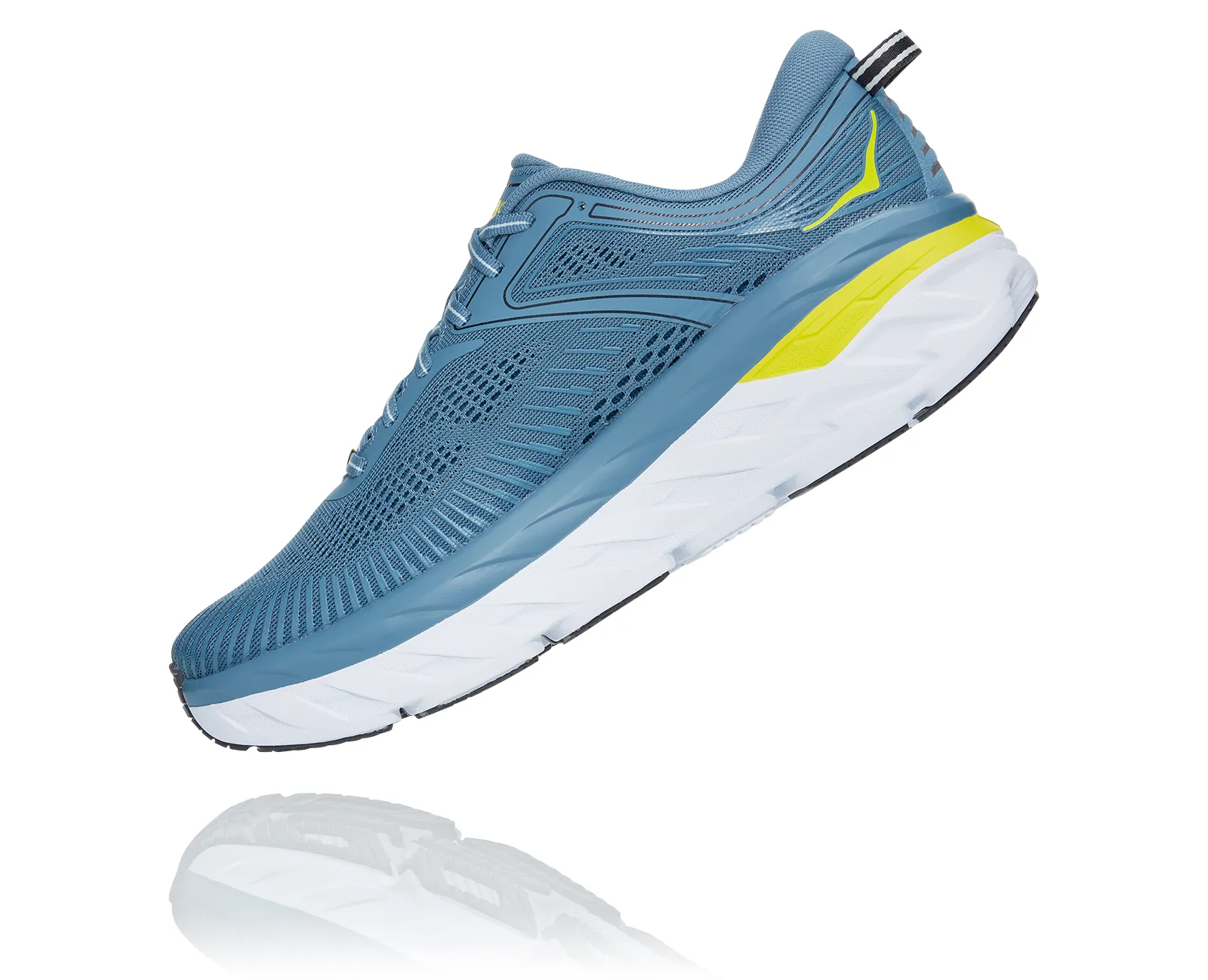 Hoka Mens Bondi 7 ** Medium Width**- Blue/Citrus