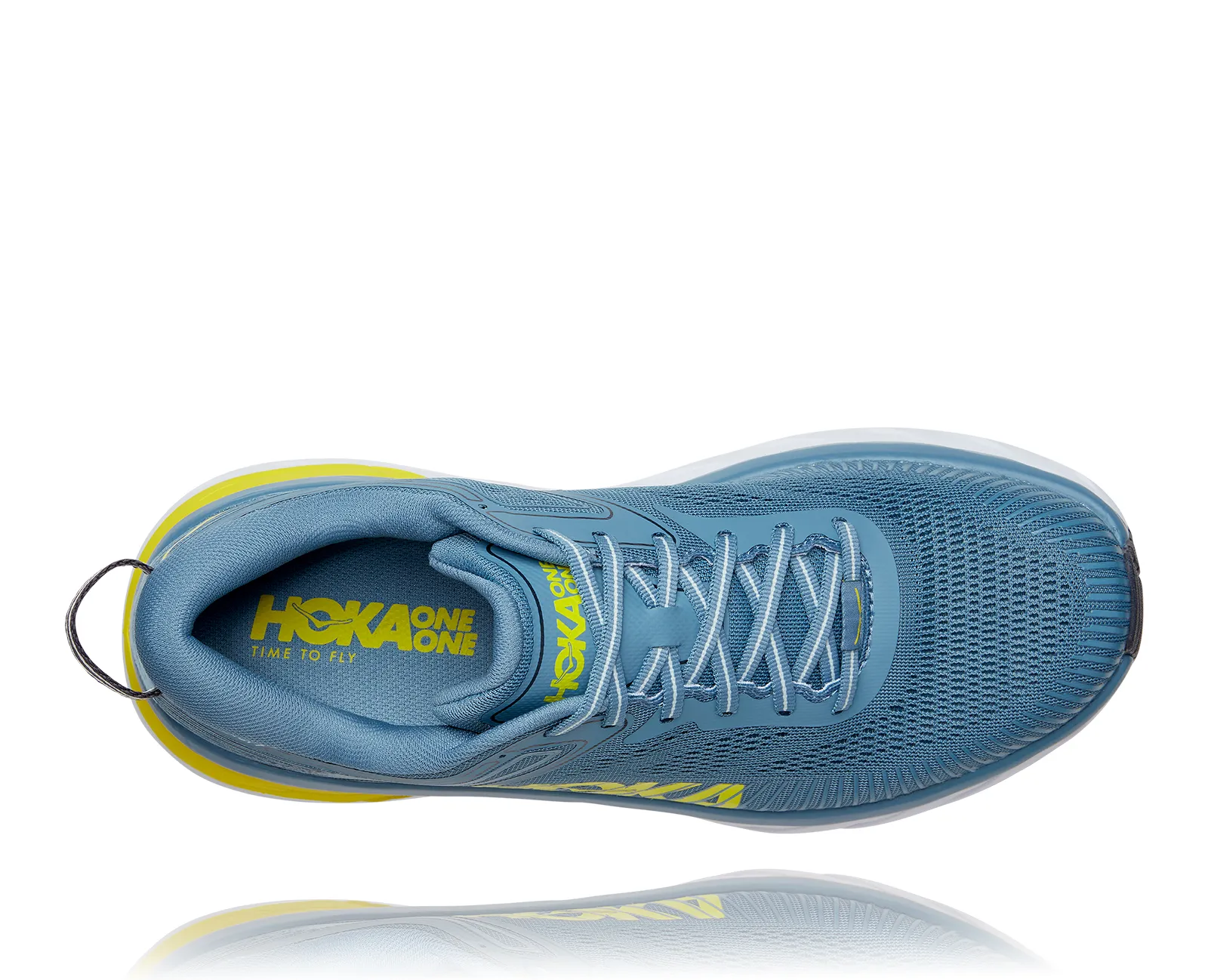 Hoka Mens Bondi 7 ** Medium Width**- Blue/Citrus