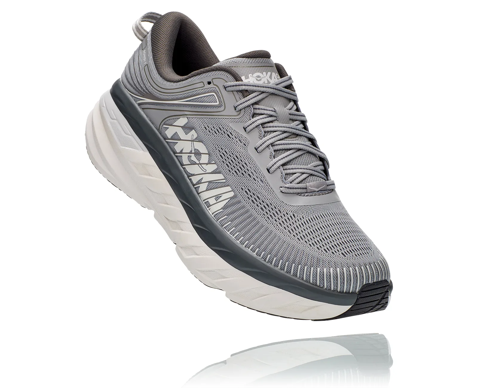 Hoka Mens Bondi 7- Wild Dove/ Dark Shadow- X-WIDE Width