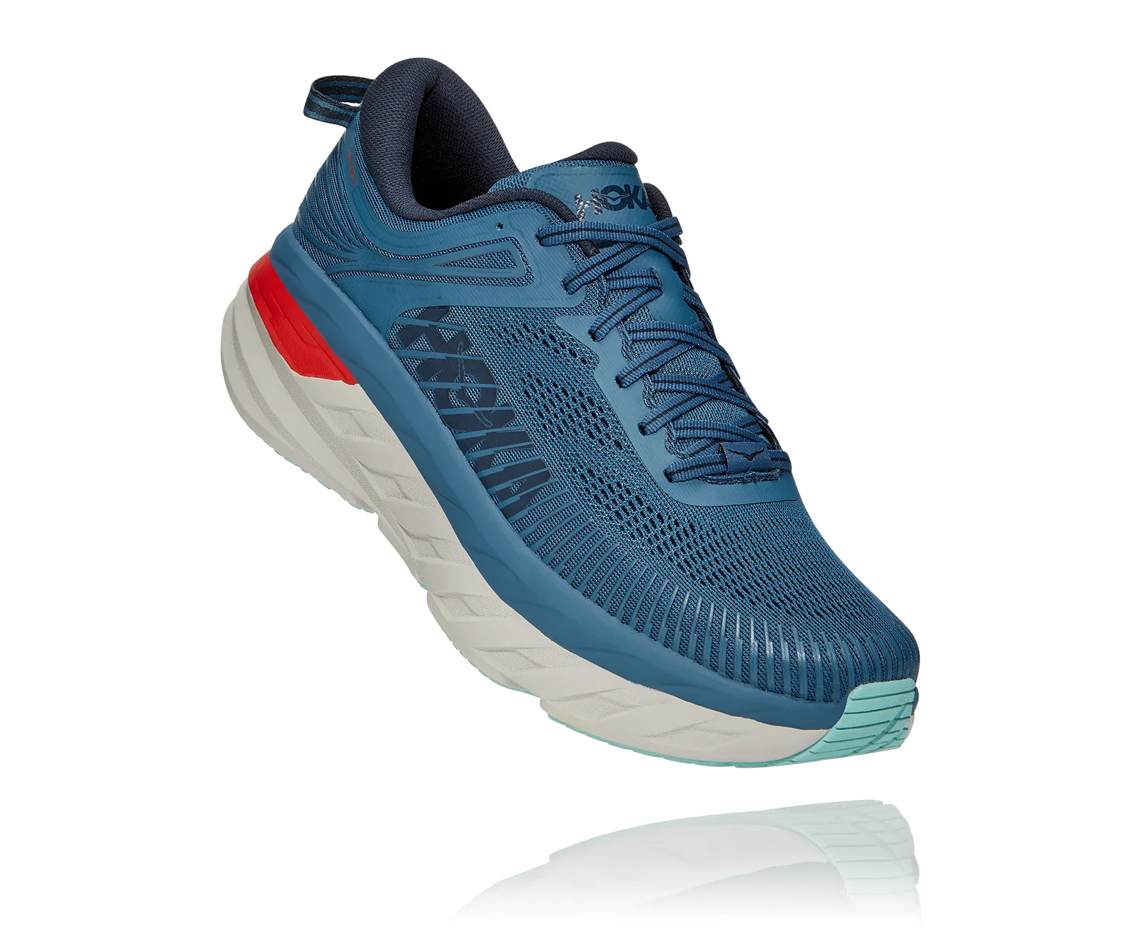 Hoka One One Mens Bondi 7 *** Medium Width***- Real Teal/Outer Space