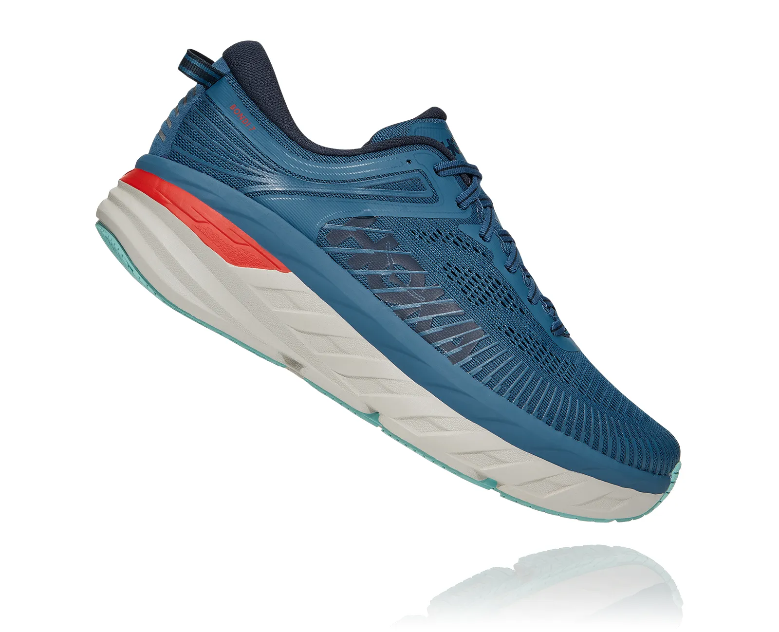 Hoka One One Mens Bondi 7 *** Medium Width***- Real Teal/Outer Space