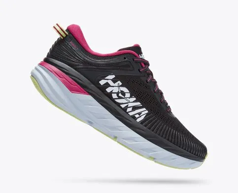 Hoka Womens Bondi 7 Max Cushioned Running Shoe- Blue Graphite/Festival Fuchsia