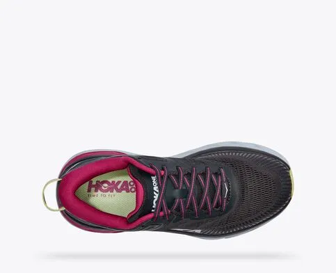 Hoka Womens Bondi 7 Max Cushioned Running Shoe- Blue Graphite/Festival Fuchsia