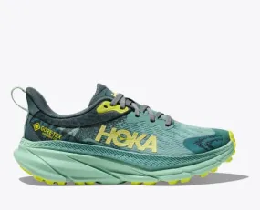 Hoka Women's Challenger 7 GTX Running Shoe in Multi, Real Teal/Tech Green & Black/Black