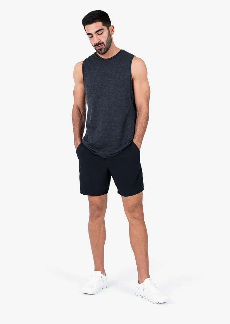 Mens Seamless Tank Black Melange