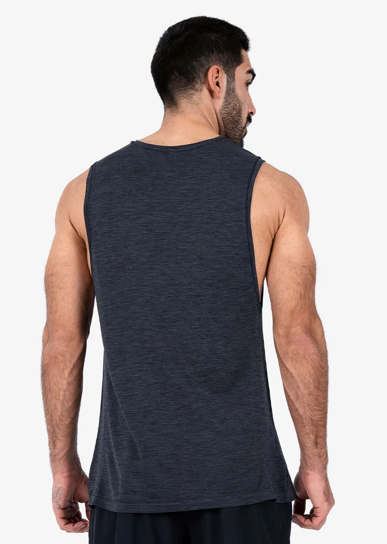 Mens Seamless Tank Black Melange