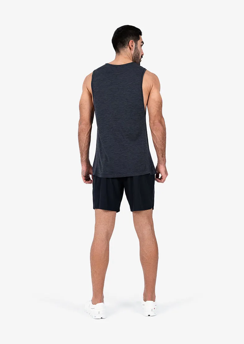 Mens Seamless Tank Black Melange