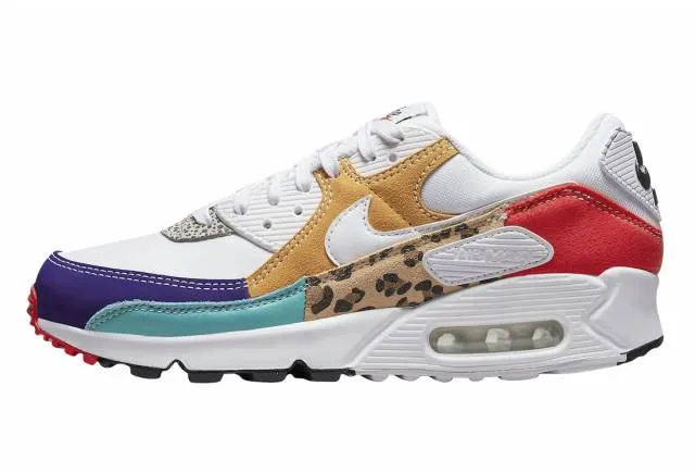 Nike Air Max 90 SE Animal White Light Curry Habanero Red