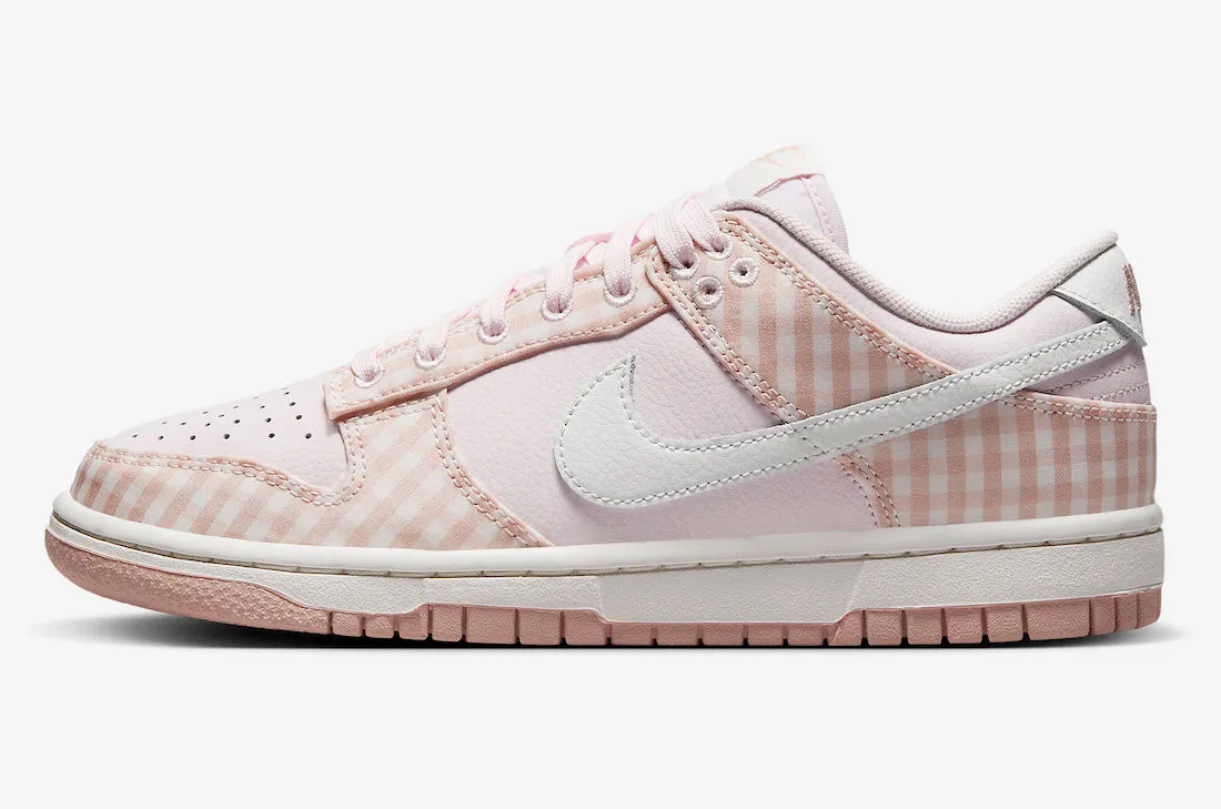 Nike SB Dunk Low Pearl Pink Gingham Summit White Pink Oxford FB9881-600