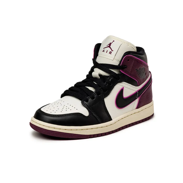 Nike Wmns Air Jordan 1 Mid SE Sail / Black / Actice Pink / Bordeaux