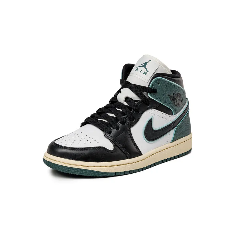 Nike Wmns Air Jordan 1 Mid SE White / Black / Light Dew / Oxidized Green