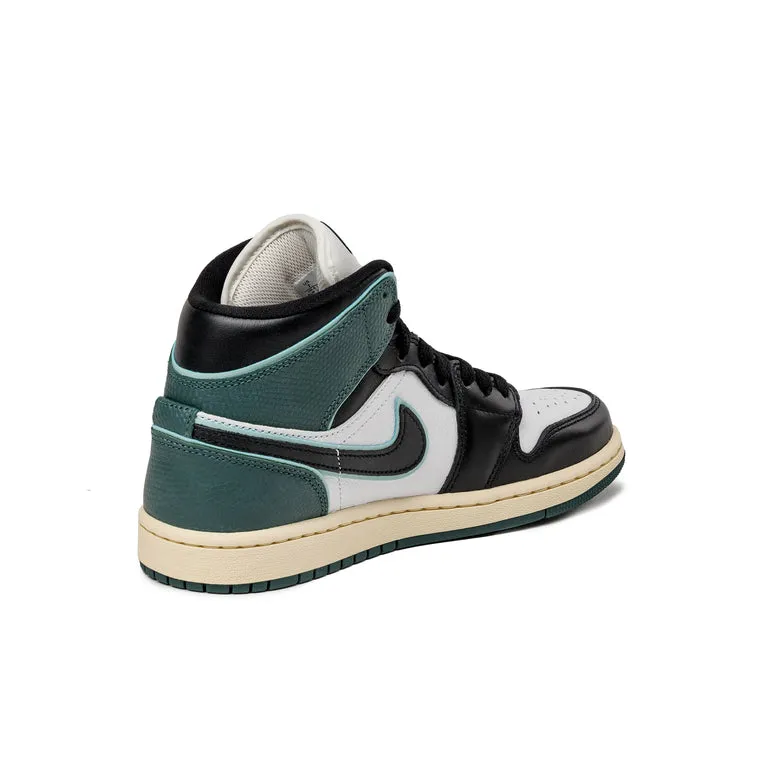 Nike Wmns Air Jordan 1 Mid SE White / Black / Light Dew / Oxidized Green