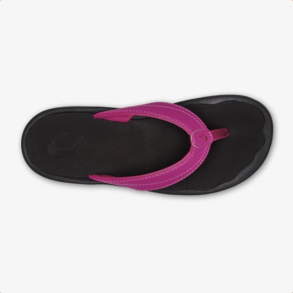 OluKai ‘Ohana Women's Beach Sandals Orchid Flower / Black