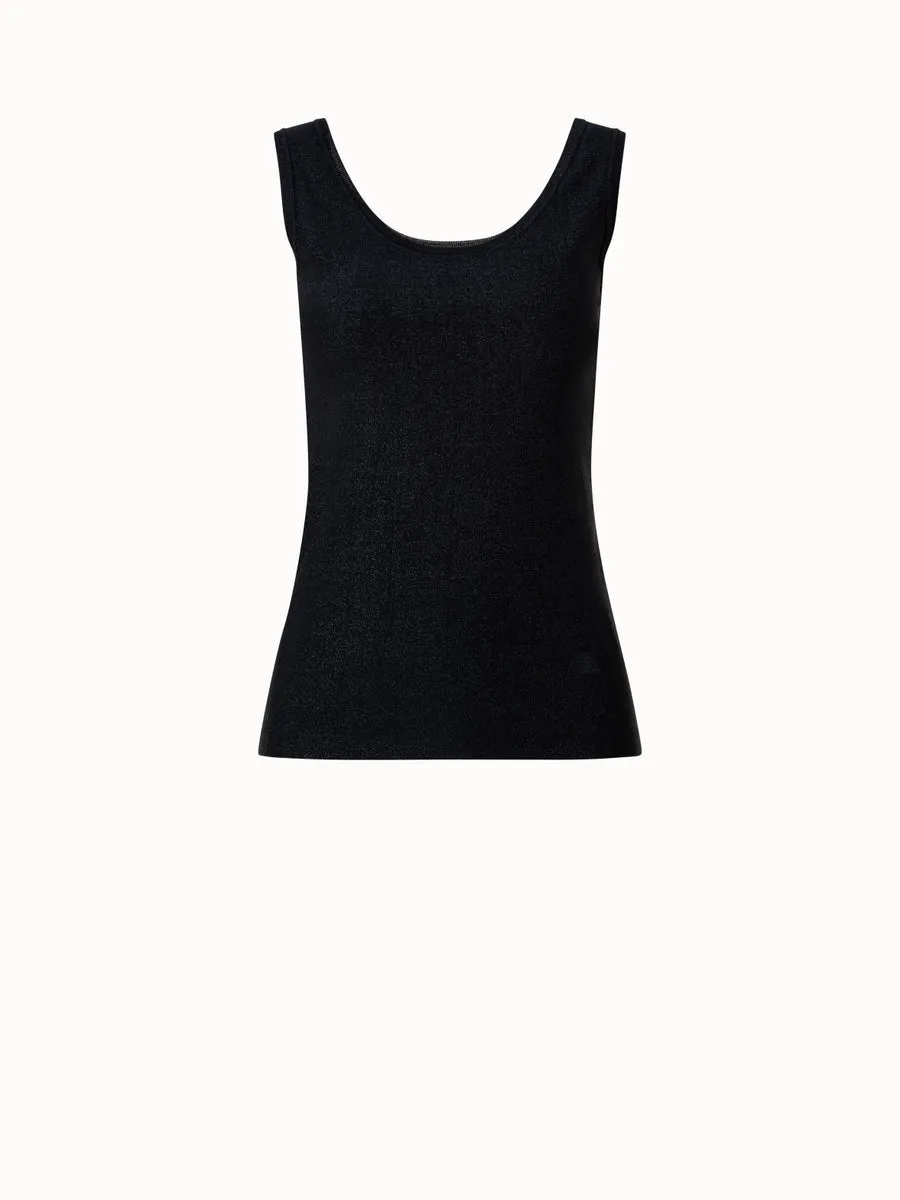 Silk Lurex Stretch Knit Tank Top