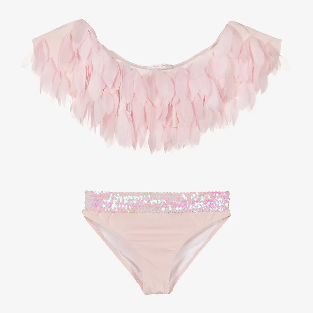 Teen Girls Pink Petals & Sequins Bikini