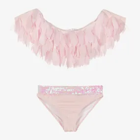 Teen Girls Pink Petals & Sequins Bikini