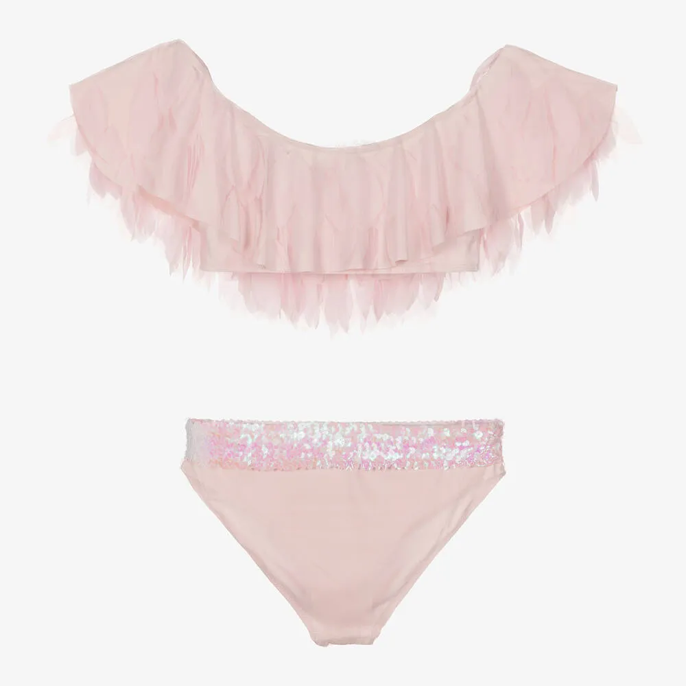 Teen Girls Pink Petals & Sequins Bikini