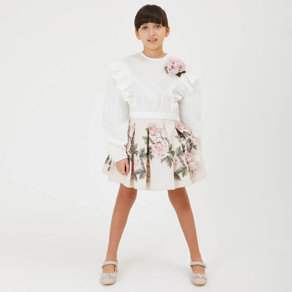 Teen Ivory Jacquard Skirt 