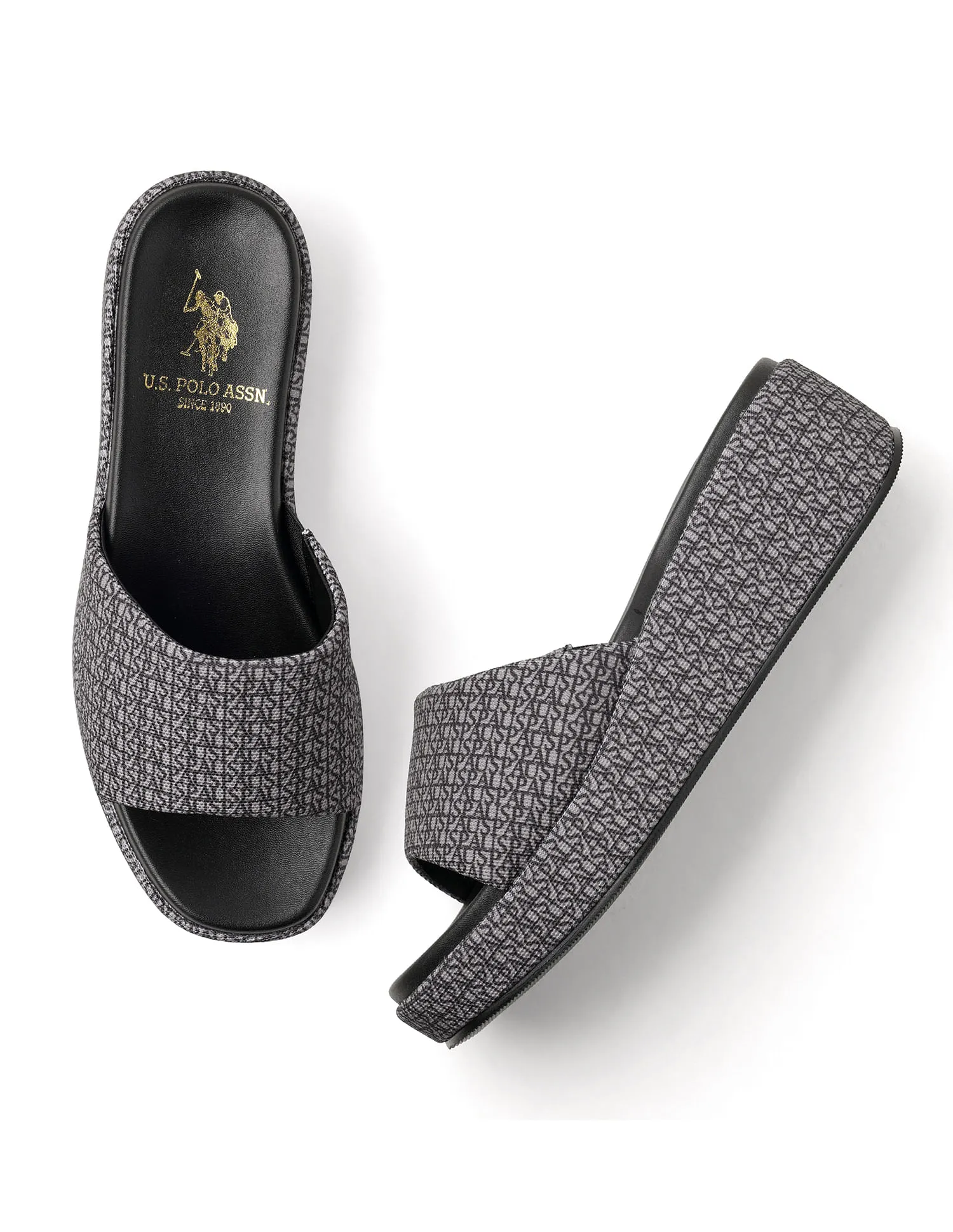 U.S. Polo Assn. Open Toe Brand Print Savina Sandals