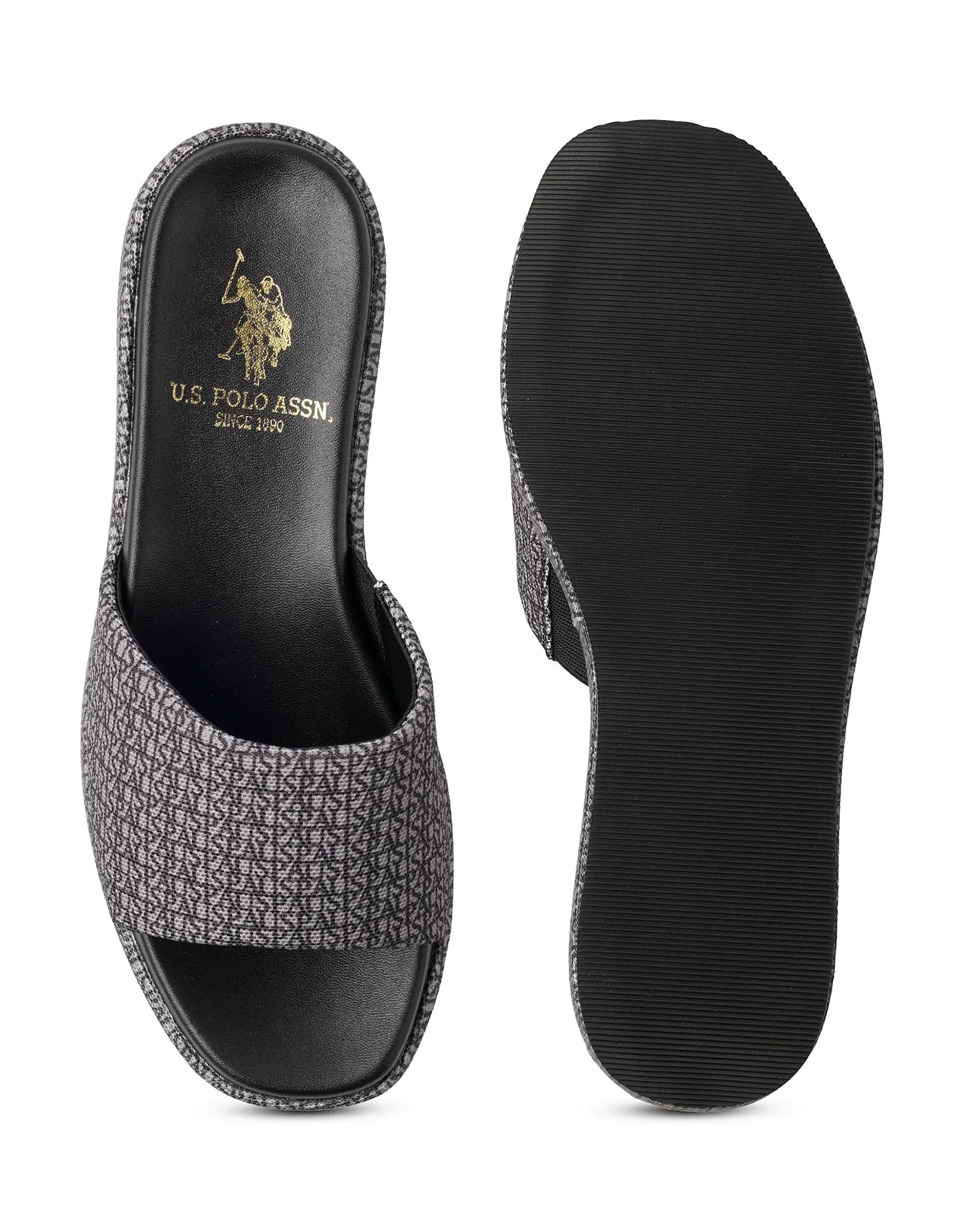 U.S. Polo Assn. Open Toe Brand Print Savina Sandals