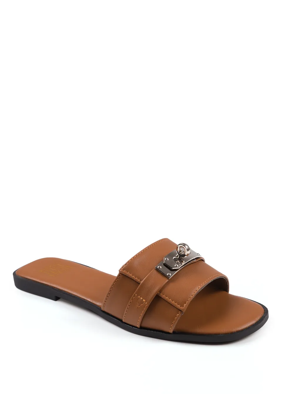 Where's That From Tan Emmeline Single Band Slider Sandals